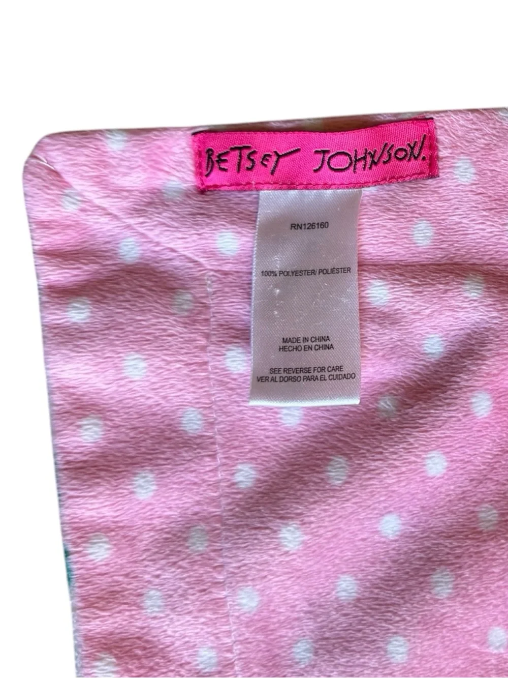 Betsey Johnson Baby Blanket Pink Polka Dot & Rose Floral Double-Sided Security